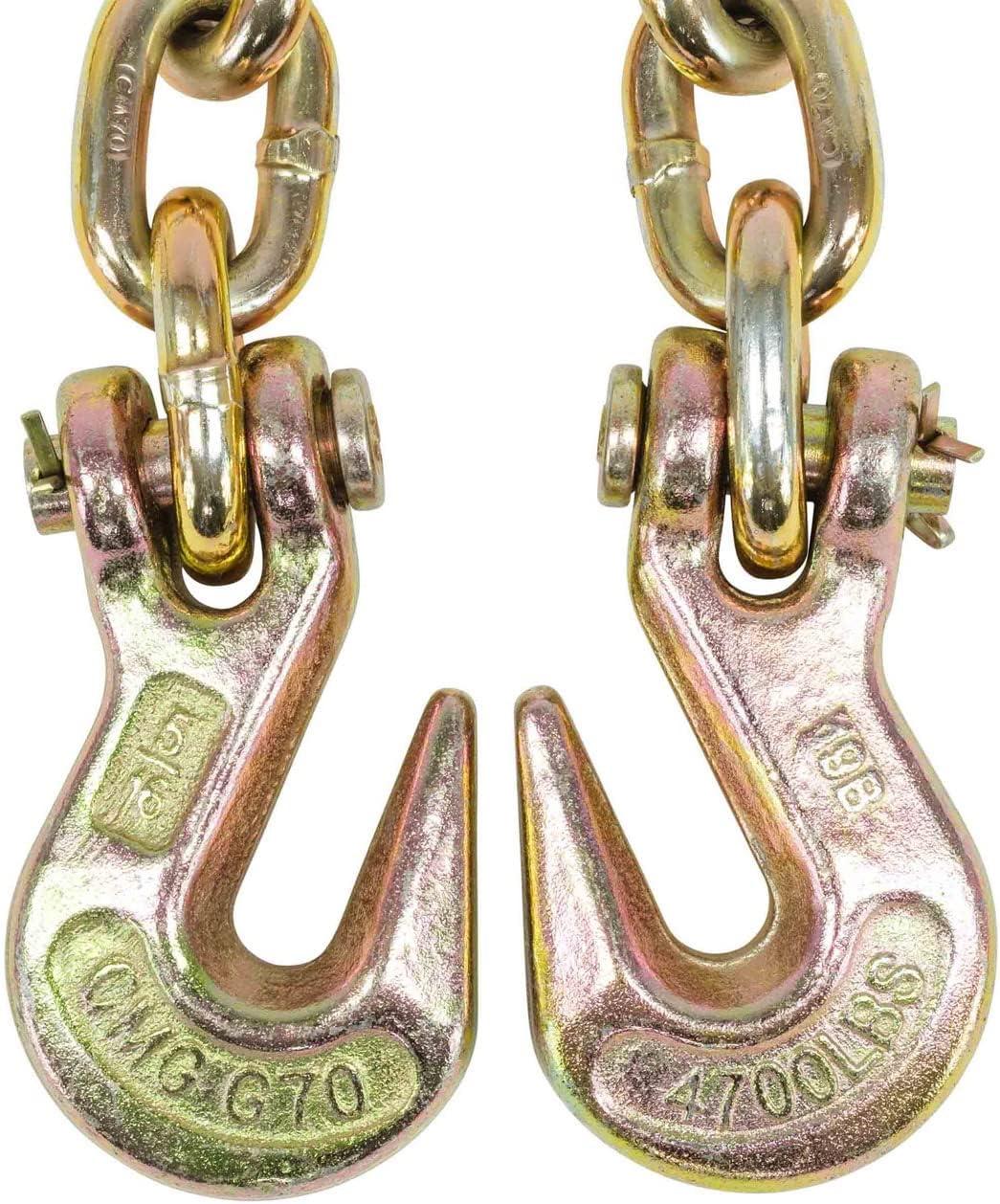 imageMytee Products 2 Pack 38quot x 16 Grade 70 Transport Binder Chain  Made in USA with G70 Grab Hooks  Tow Transport Binder Chain  6600 Lbs WLL516 x 20