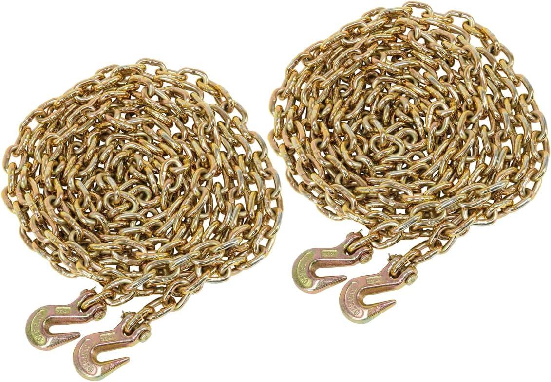 imageMytee Products 2 Pack 38quot x 16 Grade 70 Transport Binder Chain  Made in USA with G70 Grab Hooks  Tow Transport Binder Chain  6600 Lbs WLL516 x 20