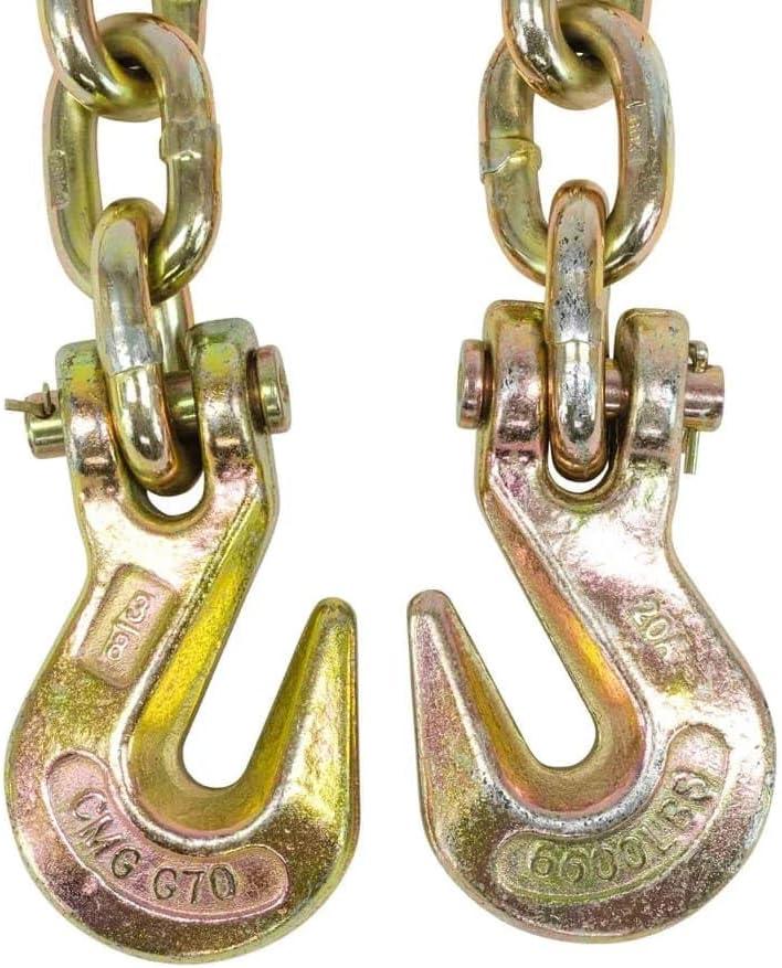 imageMytee Products 2 Pack 38quot x 16 Grade 70 Transport Binder Chain  Made in USA with G70 Grab Hooks  Tow Transport Binder Chain  6600 Lbs WLL516 x 25