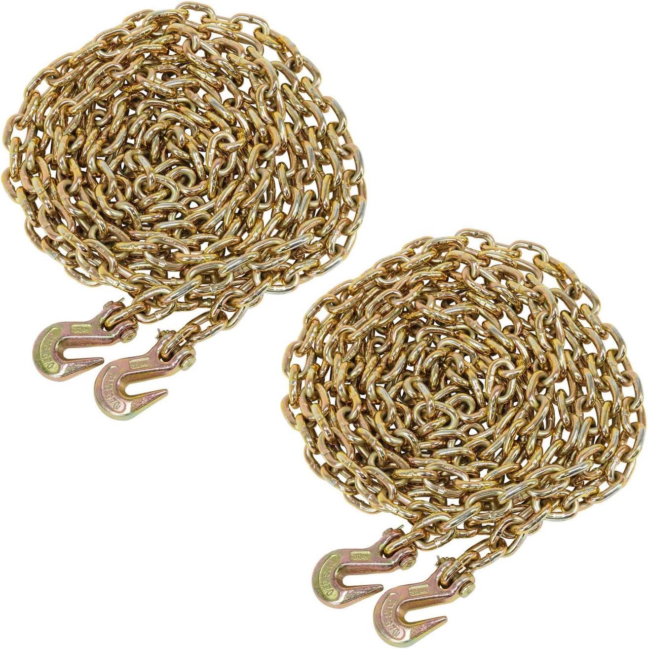imageMytee Products 2 Pack 38quot x 16 Grade 70 Transport Binder Chain  Made in USA with G70 Grab Hooks  Tow Transport Binder Chain  6600 Lbs WLL516 x 25