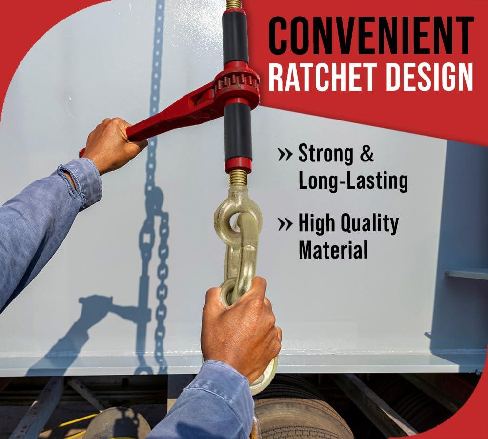 imageMytee Products 2 Pack 516quot  38quot Ratchet Chain Binder wRubber Grips  7100 lbs WLL Closed Body Ratchet Lever Load Binder  Tie Down Hauling Chain Binders for Flatbed Truck Trailer2  Pack