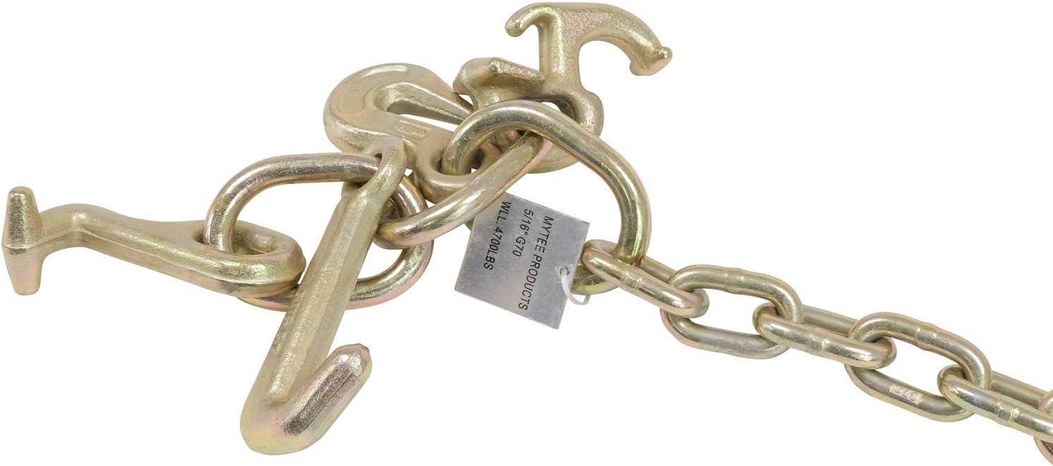 imageMytee Products 2 Pack 516quot x6 Leg G70 15quot Long Shank J Hook Tow Chain wRTJ Cluster Hook ampamp Grab Hook  4700 lbs WLL Heavy Duty Transport Truck Chain for Car Wrecker Recovery  Towing Equipment4  Pack