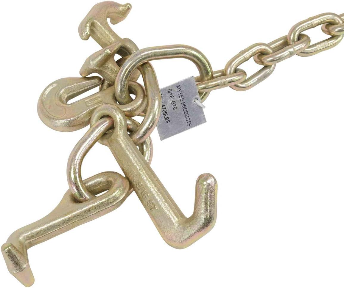 imageMytee Products 2 Pack 516quot x6 Leg G70 15quot Long Shank J Hook Tow Chain wRTJ Cluster Hook ampamp Grab Hook  4700 lbs WLL Heavy Duty Transport Truck Chain for Car Wrecker Recovery  Towing Equipment4  Pack