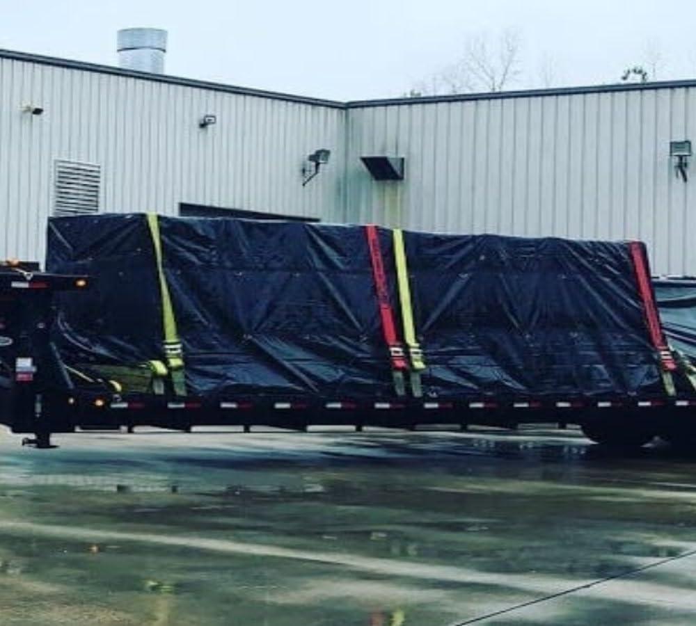 imageMytee Products 2 Pack Super Light Steel Tarp 16 x 27 for Flatbed ampamp Semi Trucks  Made of Light Weight 14oz Vinyl  Waterproof Tarp Comes with 2 Row of DRingsBlack