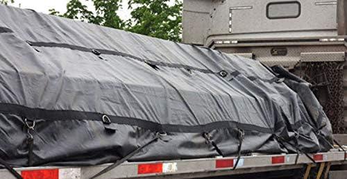 imageMytee Products 24 x 30 Flatbed Trailer Lumber Tarp with 8 FT Drop  Heavy Duty Black 18 Oz Vinyl Waterproof Tarp for TruckTrailers to Protect Cargo from Wind Rain Snow and Sun
