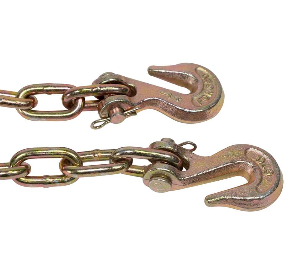 imageMytee Products 4 Pack 14quot x 20 Transport Binder Chain Grade 70 with Grab Hook  3150 LBS WLL Transport Binder Tow Chain with Hooks  Towing Equipment  Gold Chromate1  Pack