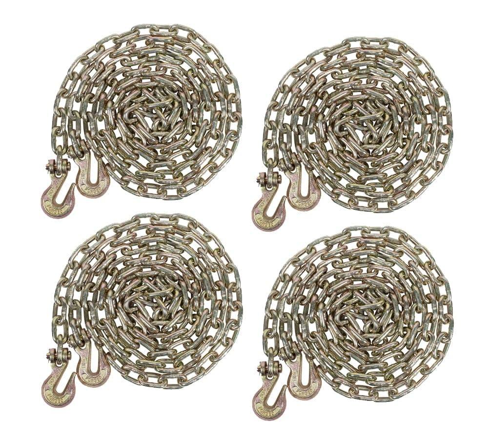 imageMytee Products 4 Pack 14quot x 20 Transport Binder Chain Grade 70 with Grab Hook  3150 LBS WLL Transport Binder Tow Chain with Hooks  Towing Equipment  Gold Chromate4  Pack