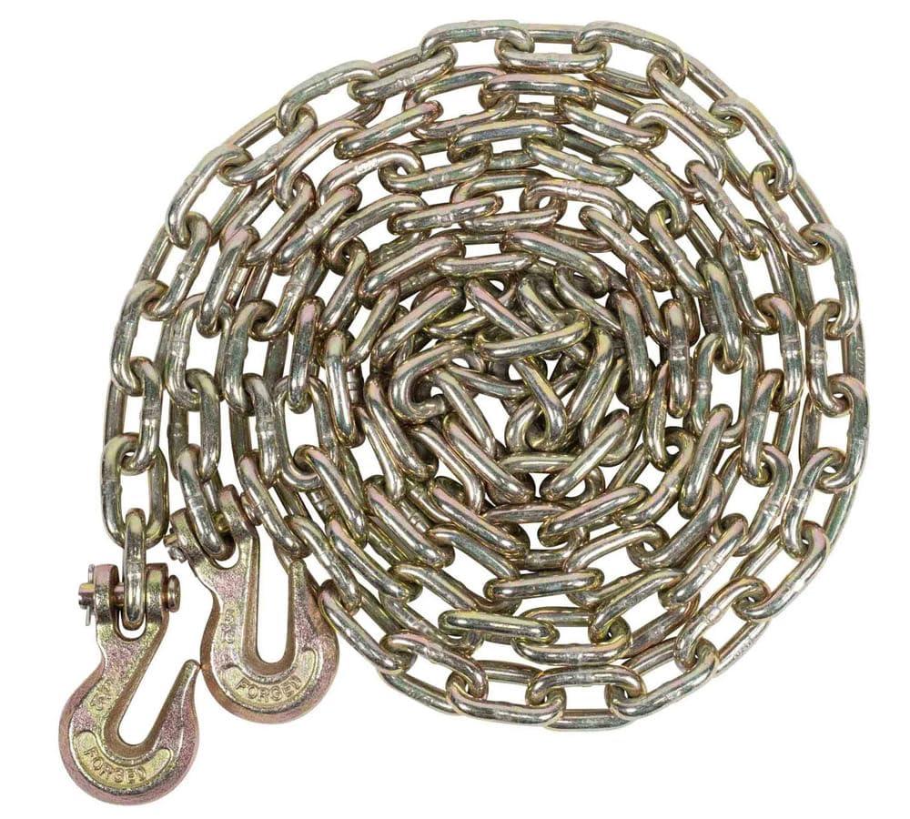 imageMytee Products 4 Pack 14quot x 20 Transport Binder Chain Grade 70 with Grab Hook  3150 LBS WLL Transport Binder Tow Chain with Hooks  Towing Equipment  Gold Chromate1  Pack