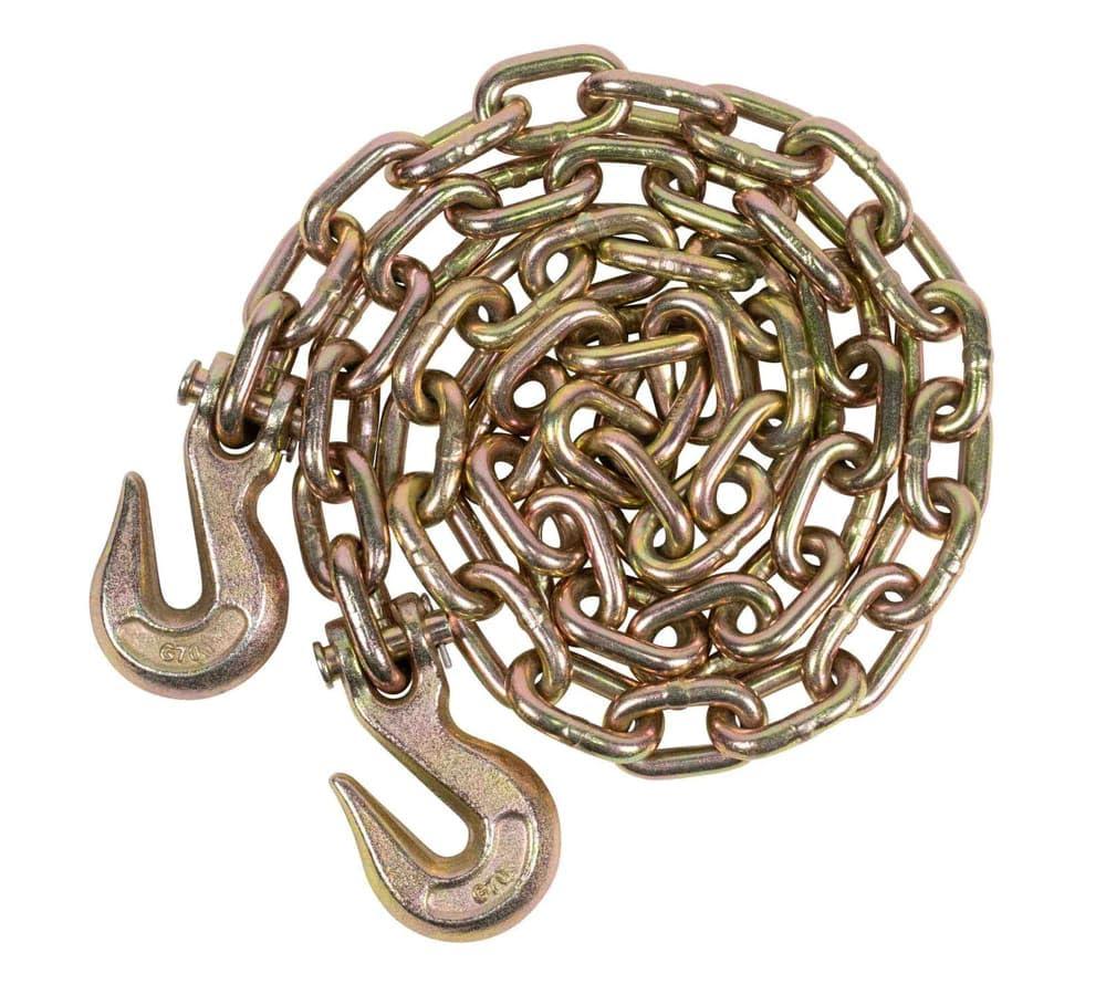 imageMytee Products 4 Pack 14quot x 20 Transport Binder Chain Grade 70 with Grab Hook  3150 LBS WLL Transport Binder Tow Chain with Hooks  Towing Equipment  Gold Chromate2  Pack