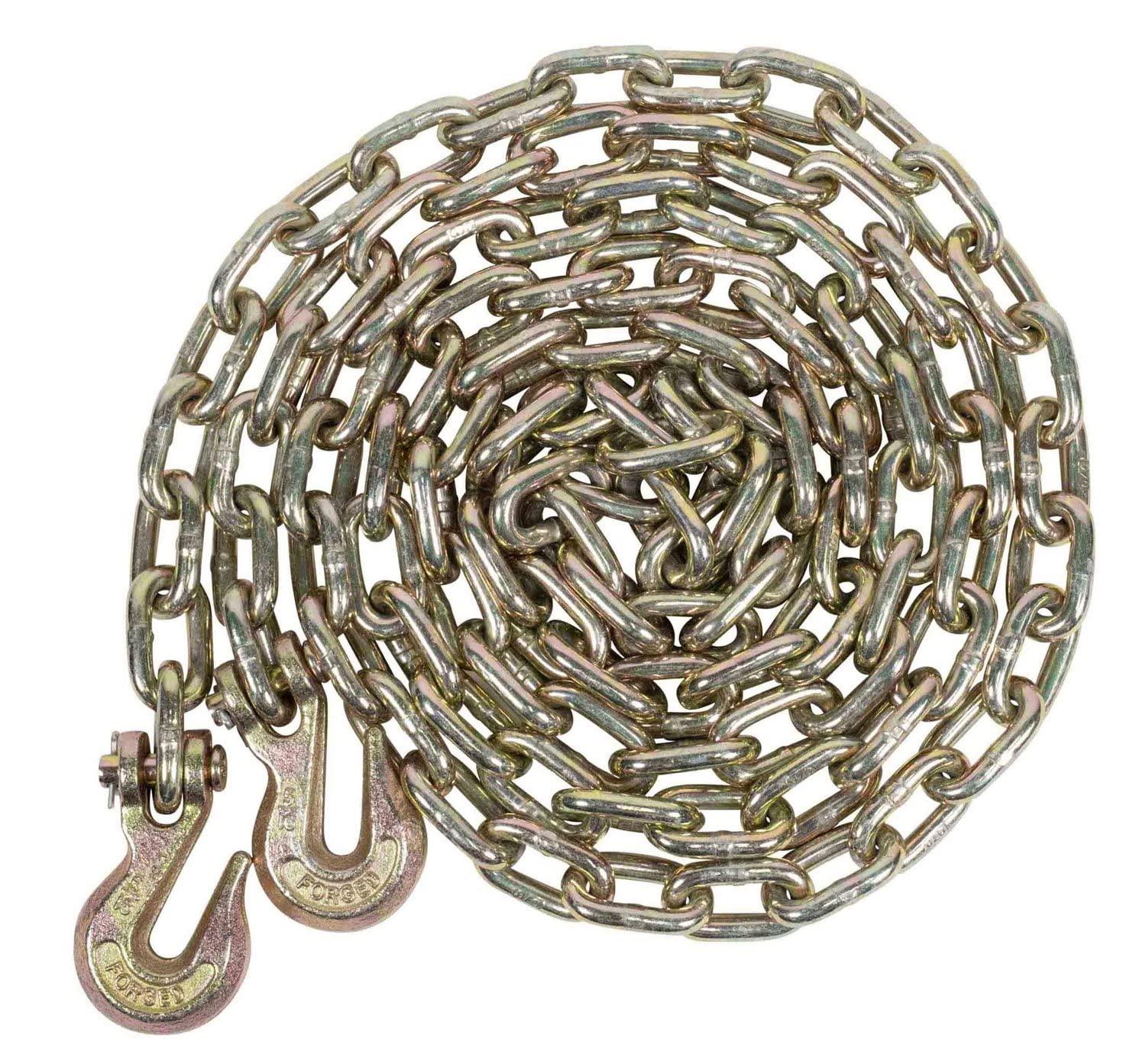 imageMytee Products 4 Pack 14quot x 20 Transport Binder Chain Grade 70 with Grab Hook  3150 LBS WLL Transport Binder Tow Chain with Hooks  Towing Equipment  Gold Chromate4  Pack