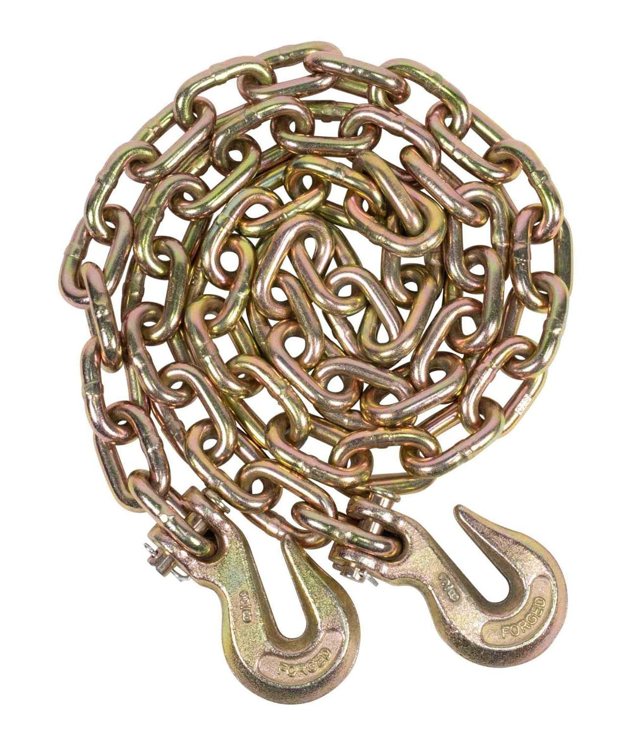 imageMytee Products 4 Pack 14quot x 20 Transport Binder Chain Grade 70 with Grab Hook  3150 LBS WLL Transport Binder Tow Chain with Hooks  Towing Equipment  Gold Chromate2  Pack