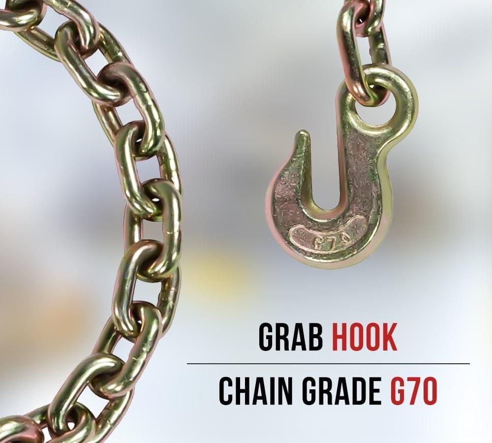 imageMytee Products 4 Pack 2quot x30 Orange Ratchet Strap with Chain Anchor  4000 Lbs WLL High Abrasion Heavy Duty Tie Down Cargo Truck Straps with Chan Anchor for Flatbed Truck Trailers PickupOrange