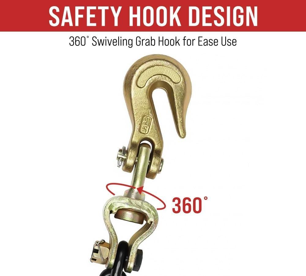 imageMytee Products 4 Pack 38quot  12quotEasy Ratchet Chain Binder with Grab Hooks ampamp 6000 lbs WLL  Heavy Duty Tie Down Ratchet Load Binder for Flatbed Trailers ampamp Trucks8  Pack