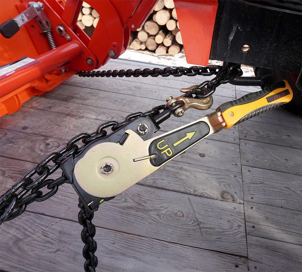 imageMytee Products 4 Pack 38quot  12quotEasy Ratchet Chain Binder with Grab Hooks ampamp 6000 lbs WLL  Heavy Duty Tie Down Ratchet Load Binder for Flatbed Trailers ampamp Trucks8  Pack