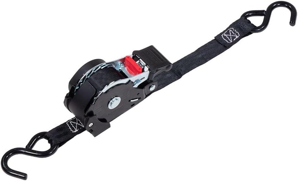 imageMytee Products 4 Pack Orange Auto Retract NORATCHETING Ratchet Straps  1quot x 12 Retractable Ratchet Straps with Zinc Coated S Hook Tiedowns for Motorcycles ATVs Bikes Trailer TieDownBlack