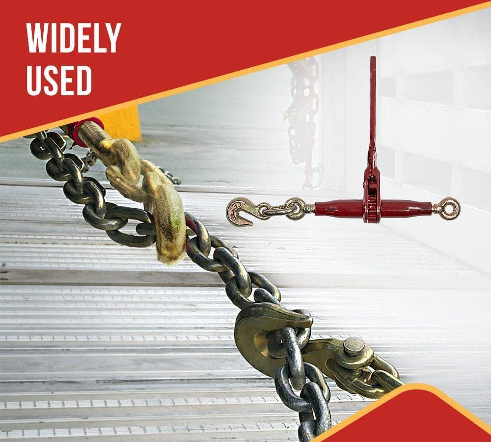 imageMytee Products 4 Pack PRO Heavy Duty Chain Binder Ratchet Style 38quot  12quot wGrab Hooks 15000 lbs WLL4  Pack