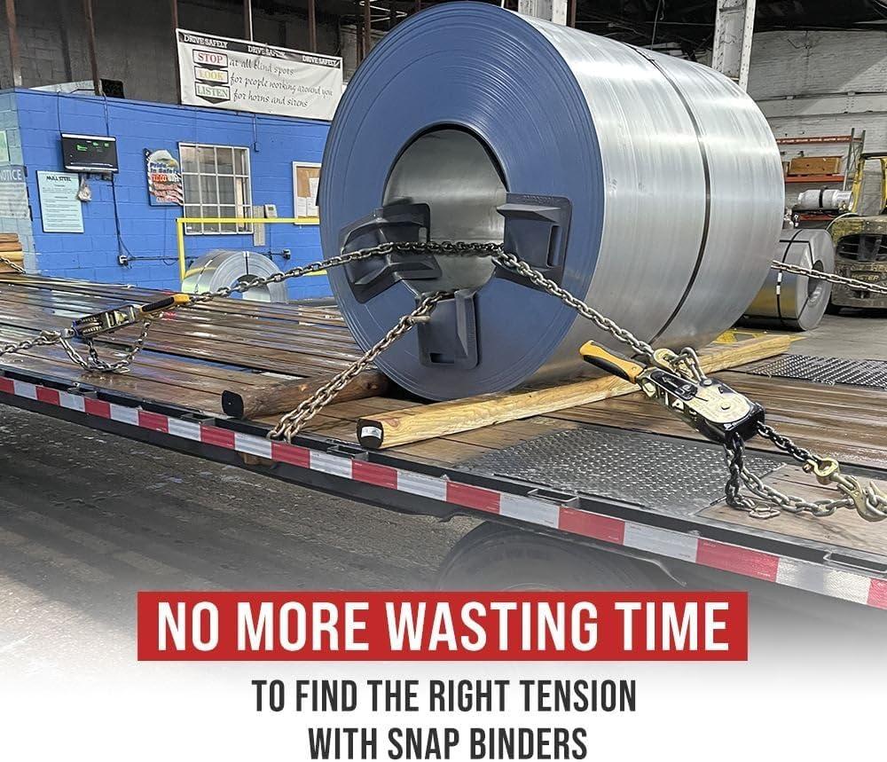 imageMytee Products 4 Pcs G70 516quot Chain ampamp Easy Binder Kit  2 516quot38quot Easy Ratcheting Chain Load Binder ampamp 2 516quot x 20 G70 Transport Chain wGrab Hooks  4700 lbs WLL for Truck Trailer Tie DownGold Chromate