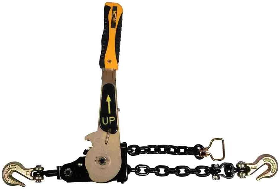 imageMytee Products 4 Pcs G70 516quot Chain ampamp Easy Binder Kit  2 516quot38quot Easy Ratcheting Chain Load Binder ampamp 2 516quot x 20 G70 Transport Chain wGrab Hooks  4700 lbs WLL for Truck Trailer Tie DownGold Chromate