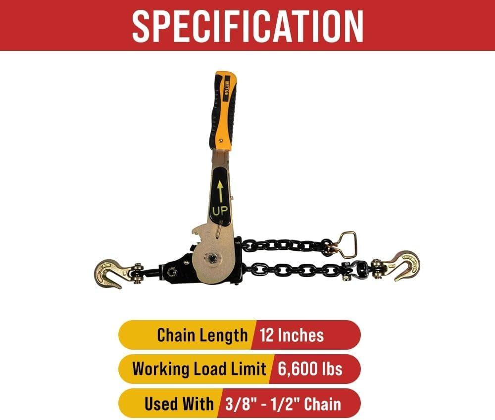 imageMytee Products 4 Pcs G70 516quot Chain ampamp Easy Binder Kit  2 516quot38quot Easy Ratcheting Chain Load Binder ampamp 2 516quot x 20 G70 Transport Chain wGrab Hooks  4700 lbs WLL for Truck Trailer Tie DownGold Chromate