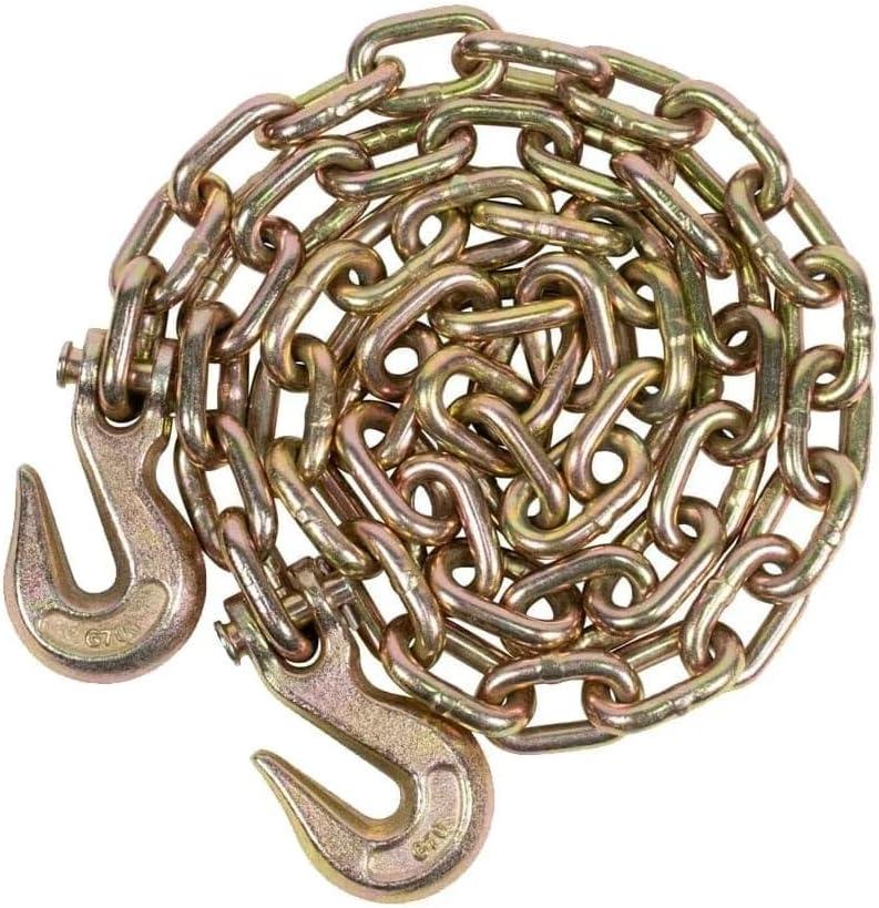 imageMytee Products 4 Pcs G70 516quot Chain ampamp Easy Binder Kit  2 516quot38quot Easy Ratcheting Chain Load Binder ampamp 2 516quot x 20 G70 Transport Chain wGrab Hooks  4700 lbs WLL for Truck Trailer Tie DownGold Chromate