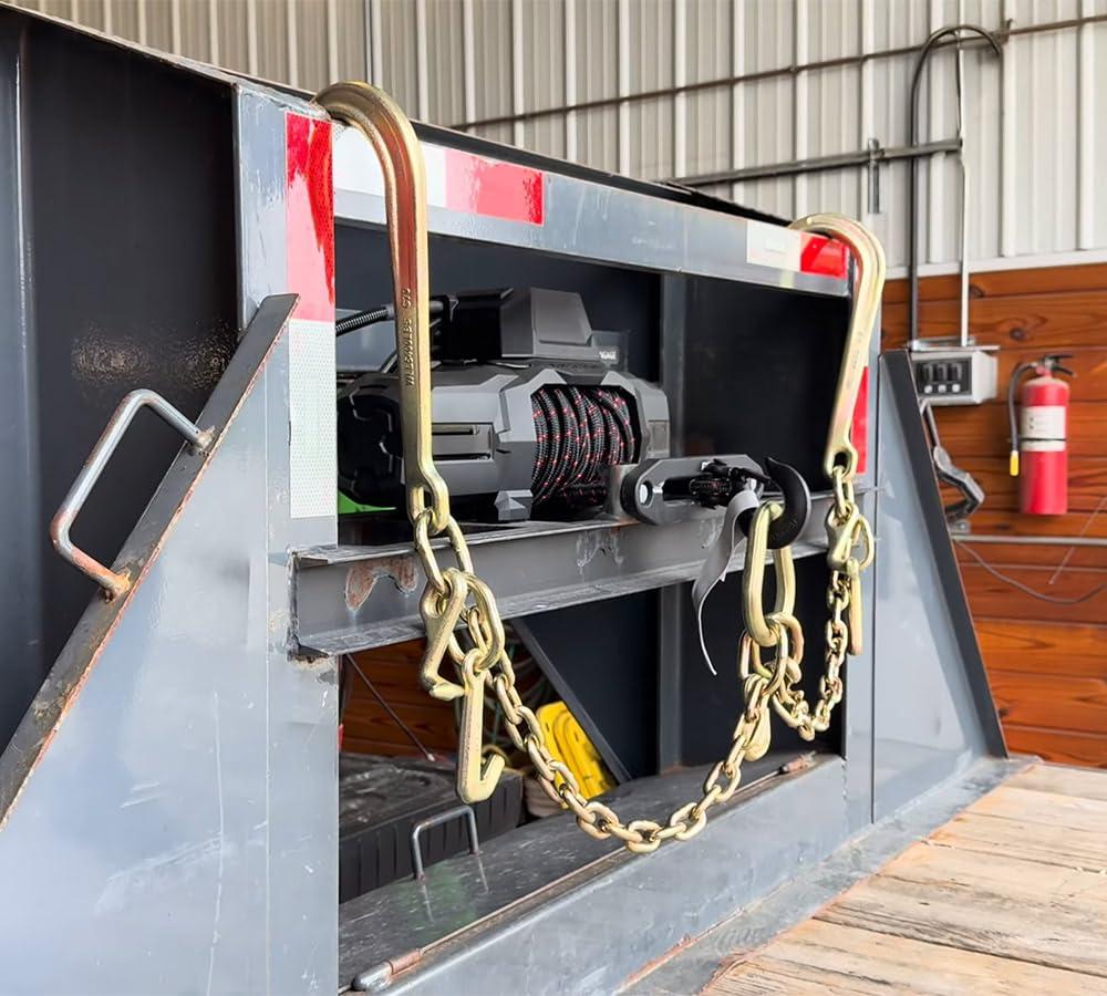 imageMytee Products 516quotx2 Leg Grade 70 VChain Bridle Tow w 15quot Large Shank J Hook TJ Hook ampamp Grab Hooks for Towing  4700 LBS WLL Tow Truck Chain Accessories for Flatbed Trailer Wrecker Recovery1  Pack