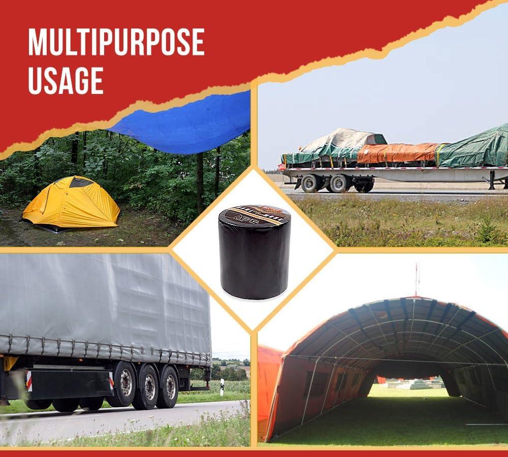 imageMytee Products 88 oz Waterproof White Vinyl Tarp Repair Tape 6 Inch x 50 FT with Heavy Duty Adhesive Backing  Tarp Patch Kit Tarp Repair KitBlack