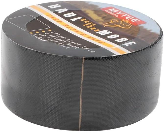 imageMytee Products 88 oz Waterproof White Vinyl Tarp Repair Tape 6 Inch x 50 FT with Heavy Duty Adhesive Backing  Tarp Patch Kit Tarp Repair KitBlack