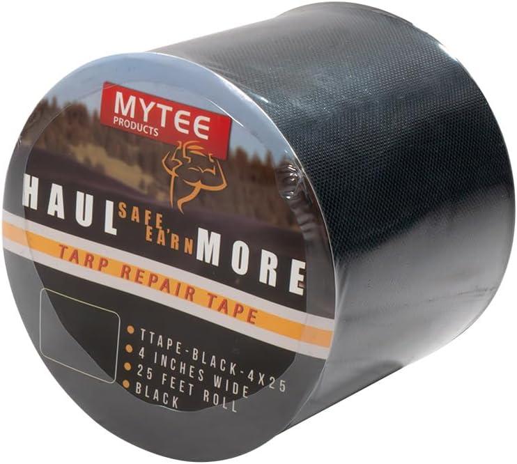 imageMytee Products 88 oz Waterproof White Vinyl Tarp Repair Tape 6 Inch x 50 FT with Heavy Duty Adhesive Backing  Tarp Patch Kit Tarp Repair KitBlack