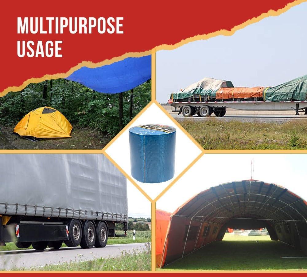 imageMytee Products 88 oz Waterproof White Vinyl Tarp Repair Tape 6 Inch x 50 FT with Heavy Duty Adhesive Backing  Tarp Patch Kit Tarp Repair KitBlue