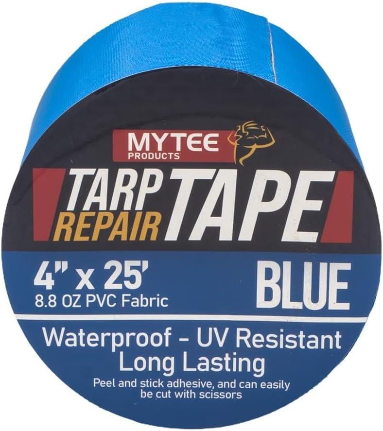 imageMytee Products 88 oz Waterproof White Vinyl Tarp Repair Tape 6 Inch x 50 FT with Heavy Duty Adhesive Backing  Tarp Patch Kit Tarp Repair KitBlue