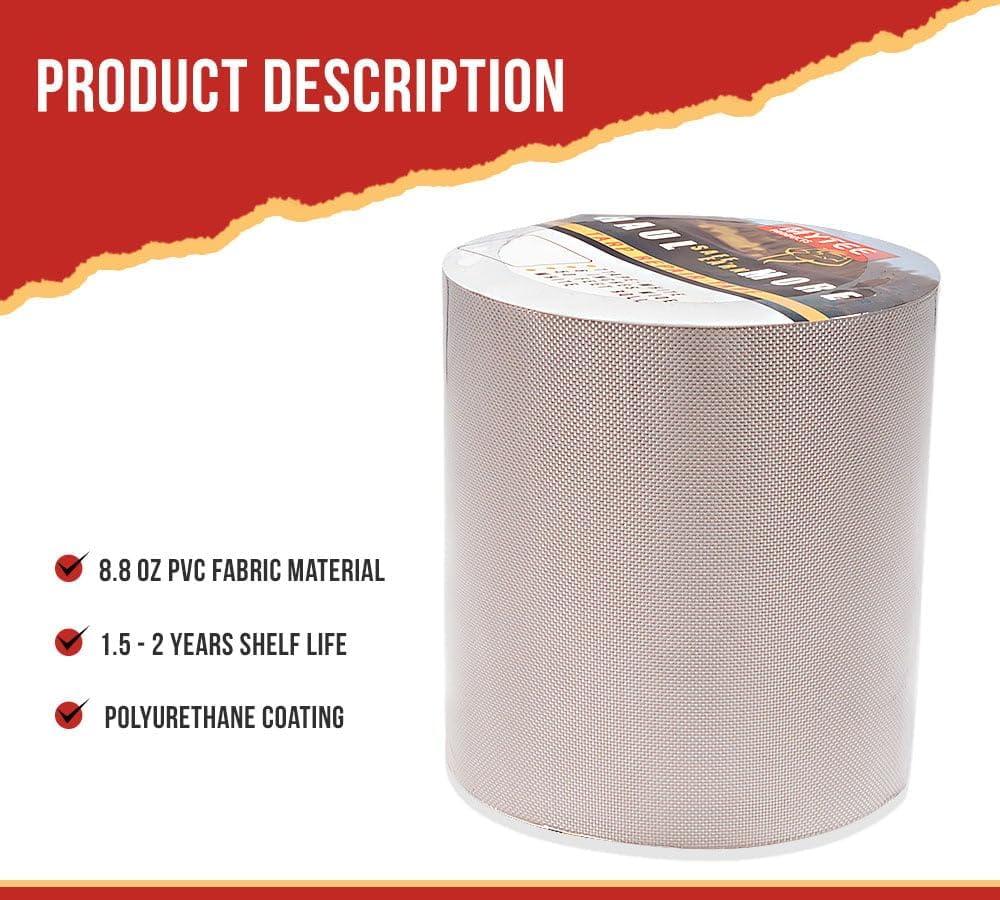 imageMytee Products 88 oz Waterproof White Vinyl Tarp Repair Tape 6 Inch x 50 FT with Heavy Duty Adhesive Backing  Tarp Patch Kit Tarp Repair KitWhite