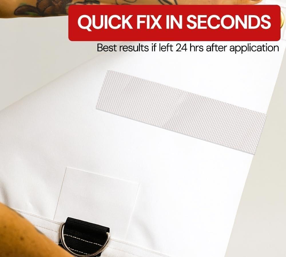 imageMytee Products 88 oz Waterproof White Vinyl Tarp Repair Tape 6 Inch x 50 FT with Heavy Duty Adhesive Backing  Tarp Patch Kit Tarp Repair KitWhite