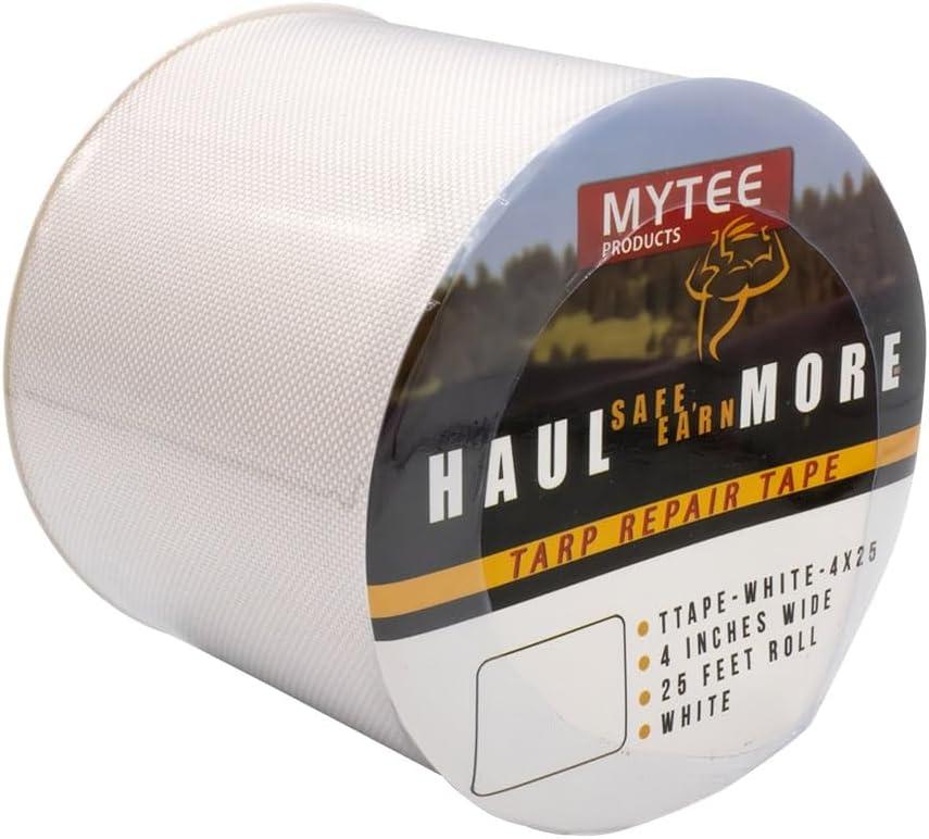 imageMytee Products 88 oz Waterproof White Vinyl Tarp Repair Tape 6 Inch x 50 FT with Heavy Duty Adhesive Backing  Tarp Patch Kit Tarp Repair KitWhite