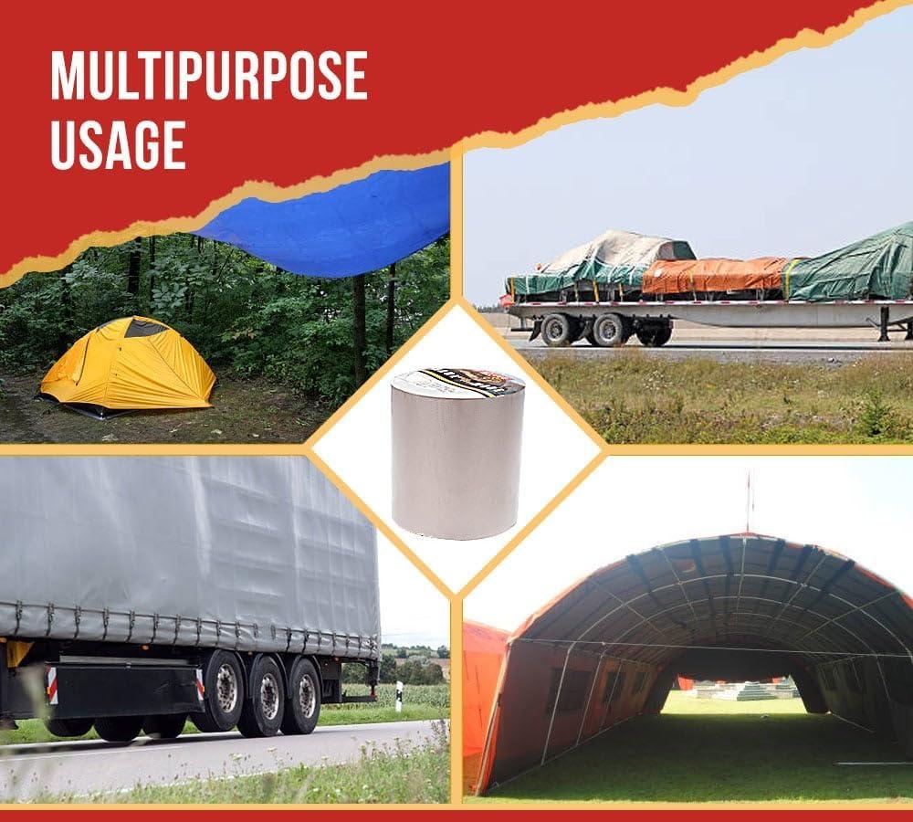 imageMytee Products 88 oz Waterproof White Vinyl Tarp Repair Tape 6 Inch x 50 FT with Heavy Duty Adhesive Backing  Tarp Patch Kit Tarp Repair KitWhite