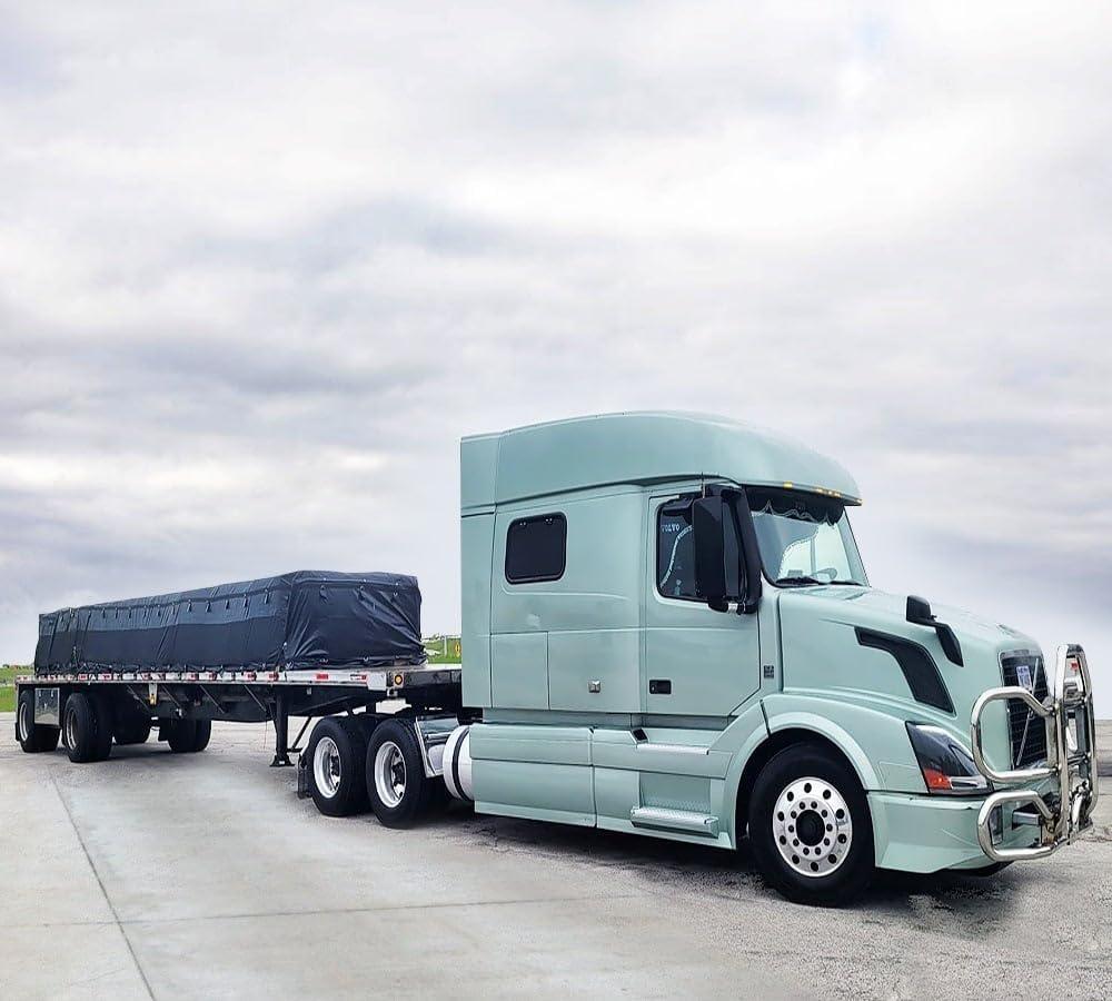 imageMytee Products AirbagParachute Fabric Black Ultra Light Lumber Tarp 20 x 27 6 Drop  14 Oz Vinyl Lumber Tarps for Flatbed Truck ampamp Trailer20 x 27 6 Drop