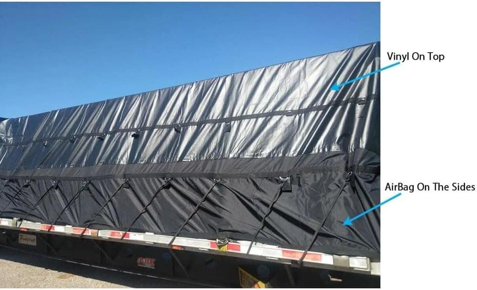 imageMytee Products AirbagParachute Fabric Black Ultra Light Lumber Tarp 20 x 27 6 Drop  14 Oz Vinyl Lumber Tarps for Flatbed Truck ampamp Trailer20 x 27 6 Drop