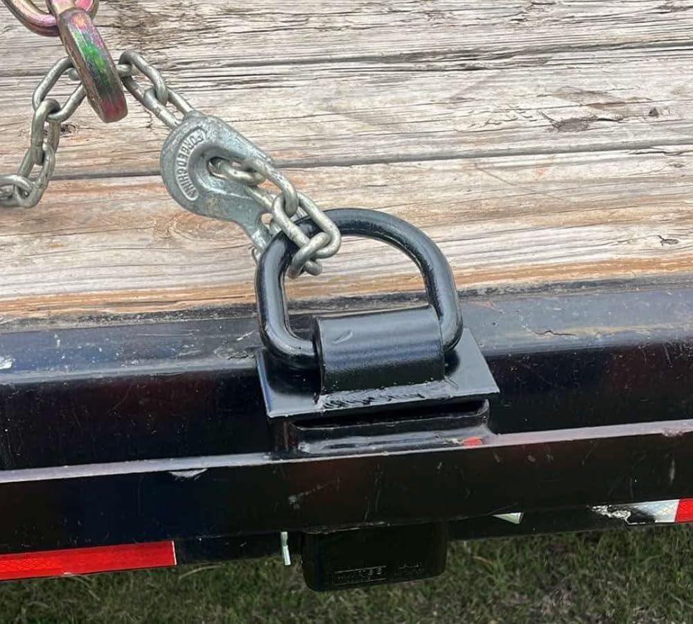 imageMytee Products Heavy Duty Adjustable Trailer Stake Pocket 58 Inch D Ring w 12quot Hitch Pin Load Limit 5400 lbs ampamp 4 Holes for Adjustment  DRing Tie Downs Utility for Flatbed Trucks ampamp Trailer  4 PKBlack
