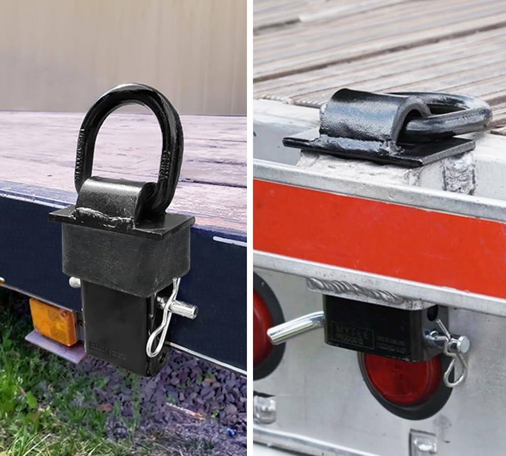 imageMytee Products Heavy Duty Adjustable Trailer Stake Pocket 58 Inch D Ring w 12quot Hitch Pin Load Limit 5400 lbs ampamp 4 Holes for Adjustment  DRing Tie Downs Utility for Flatbed Trucks ampamp Trailer  4 PKBlack