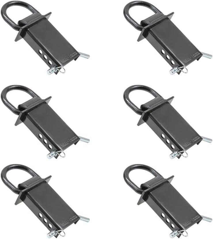 imageMytee Products Heavy Duty Adjustable Trailer Stake Pocket 58 Inch D Ring w 12quot Hitch Pin Load Limit 5400 lbs ampamp 4 Holes for Adjustment  DRing Tie Downs Utility for Flatbed Trucks ampamp Trailer  4 PKBlack