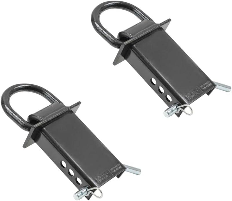 imageMytee Products Heavy Duty Adjustable Trailer Stake Pocket 58 Inch D Ring w 12quot Hitch Pin Load Limit 5400 lbs ampamp 4 Holes for Adjustment  DRing Tie Downs Utility for Flatbed Trucks ampamp Trailer  4 PKBlack