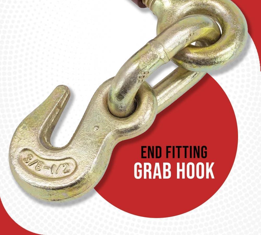 imageMytee Products Heavy Duty Specialty Pro Ratchet Load Chain Binder wGrab Hook ampamp Slip Hook  12quot Grab Hook ampamp 58quot Slip Hook  12quot Grab Hook 15000 Lbs WLL  Chain Binders for Flatbed Truck  4 Pack12 Grab Hook  12 Slip Hook