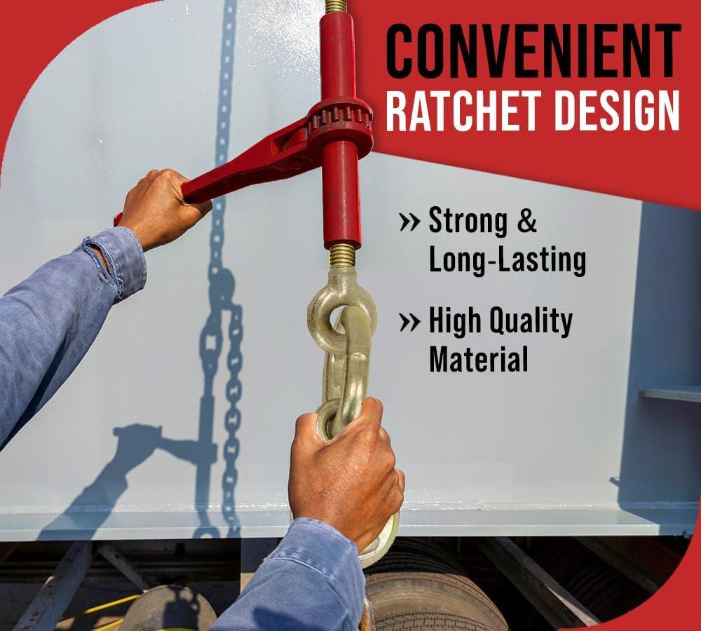 imageMytee Products Heavy Duty Specialty Pro Ratchet Load Chain Binder wGrab Hook ampamp Slip Hook  12quot Grab Hook ampamp 58quot Slip Hook  12quot Grab Hook 15000 Lbs WLL  Chain Binders for Flatbed Truck  4 Pack12 Grab Hook  58 Slip Hook  12 Grab Hook
