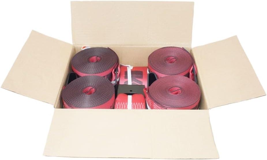 imageMytee Products Kinedyne Winch Straps 4quot x 30 Gold Heavy Duty Tie Down wFlat Hooks WLL 5400 lbs  4 Inch Cargo Control for Flatbed Truck Utility Trailer 10 PackRed