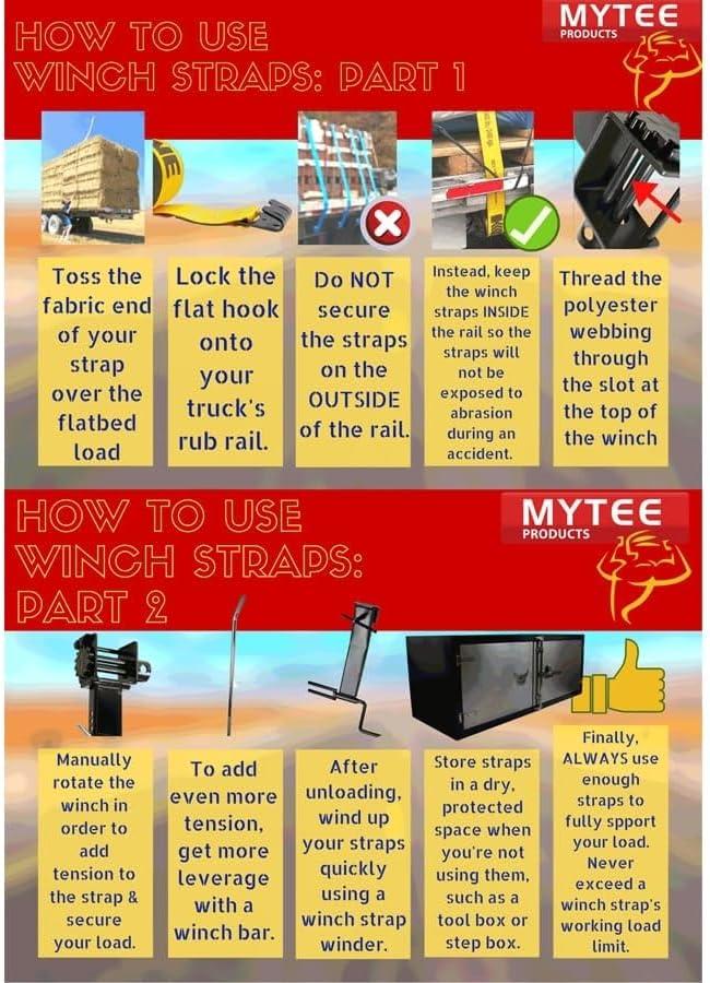 imageMytee Products Kinedyne Winch Straps 4quot x 30 Gold Heavy Duty Tie Down wFlat Hooks WLL 5400 lbs  4 Inch Cargo Control for Flatbed Truck Utility Trailer 10 PackRed