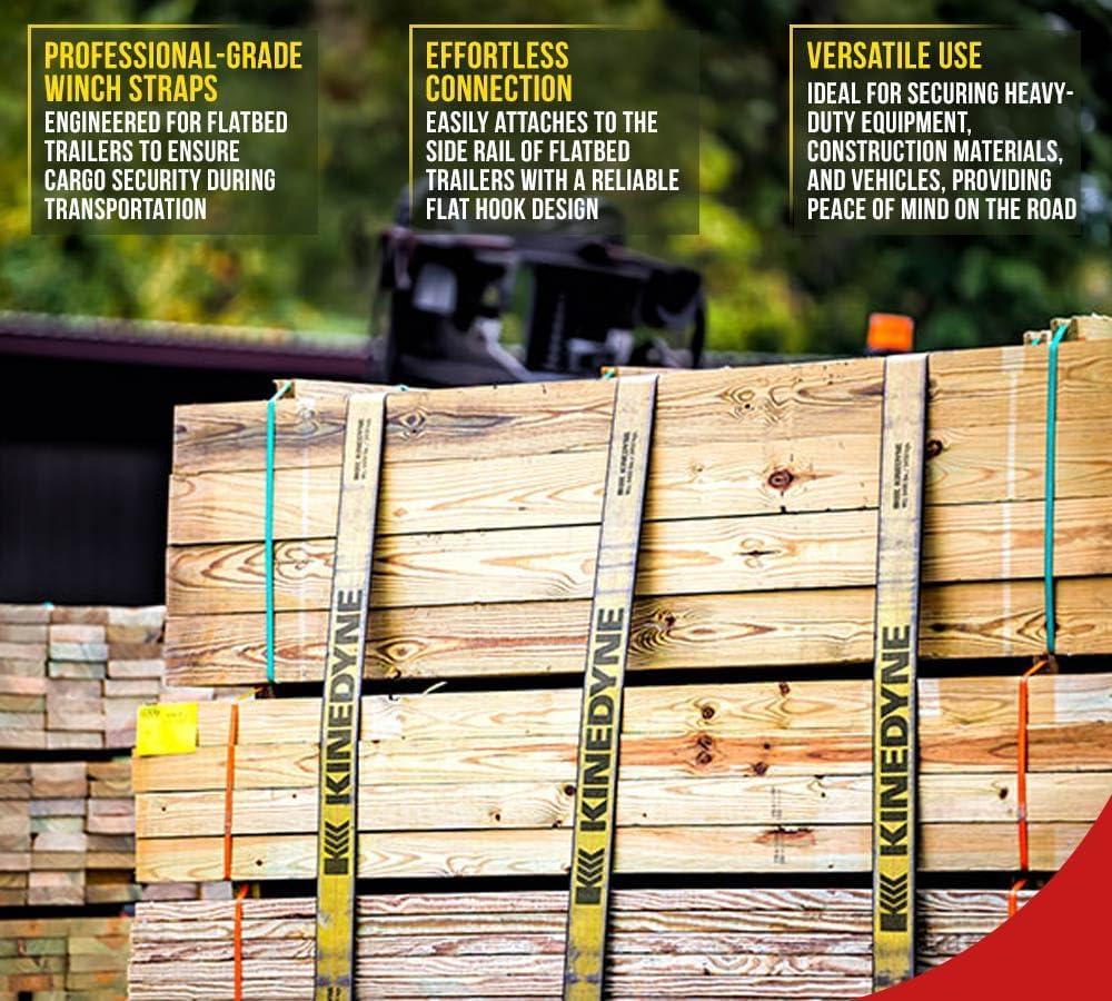 imageMytee Products Kinedyne Winch Straps 4quot x 30 Gold Heavy Duty Tie Down wFlat Hooks WLL 5400 lbs  4 Inch Cargo Control for Flatbed Truck Utility Trailer 10 PackRed