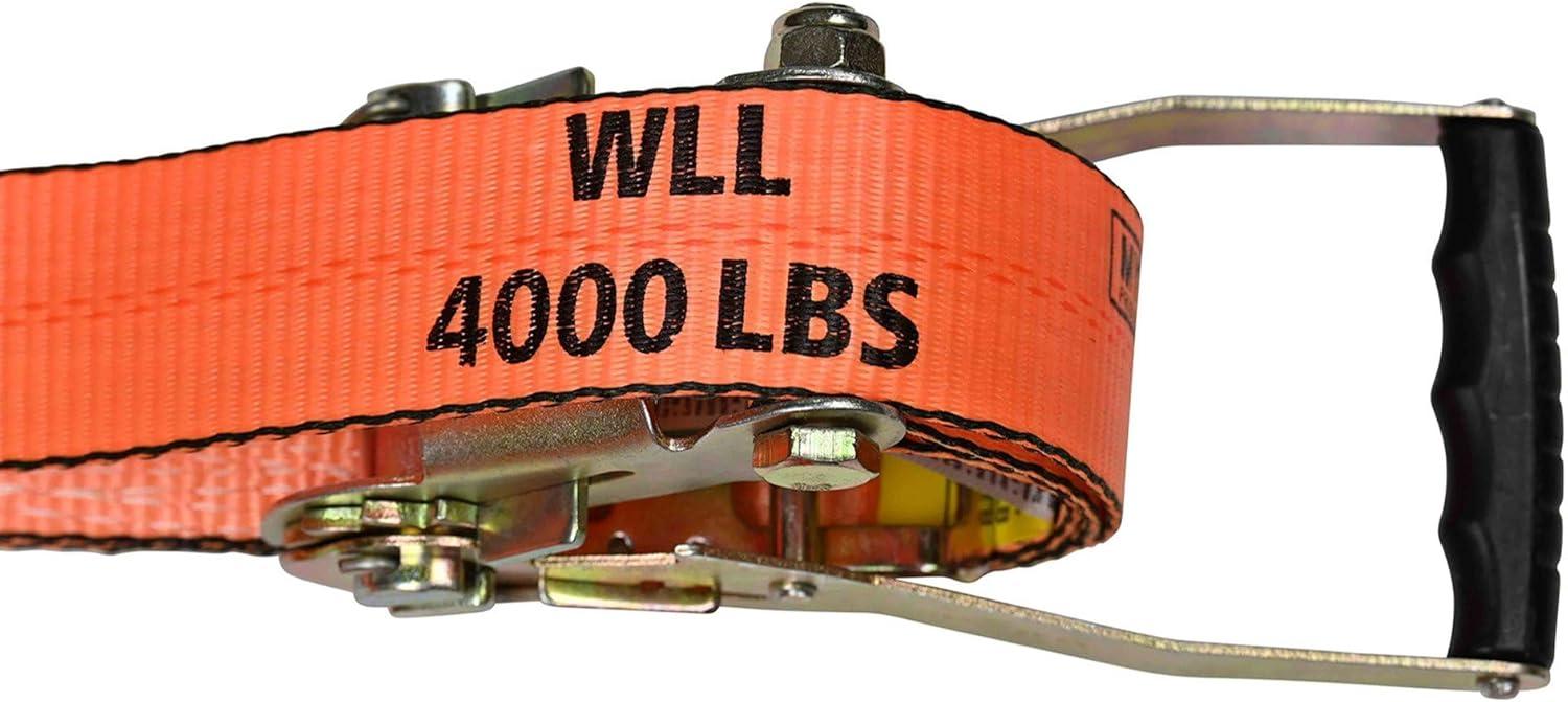 imageMytee Products Orange 2 x 30 Ratchet Tie Down Straps with Flat Hooks  12000 lbs Breaking Strength  Heavy Duty Ratchet Straps for Flatbed Trailer ampamp Truck Cargo 10 PackOrange