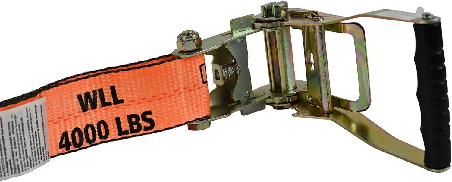 imageMytee Products Orange 2 x 30 Ratchet Tie Down Straps with Flat Hooks  12000 lbs Breaking Strength  Heavy Duty Ratchet Straps for Flatbed Trailer ampamp Truck Cargo 10 PackOrange