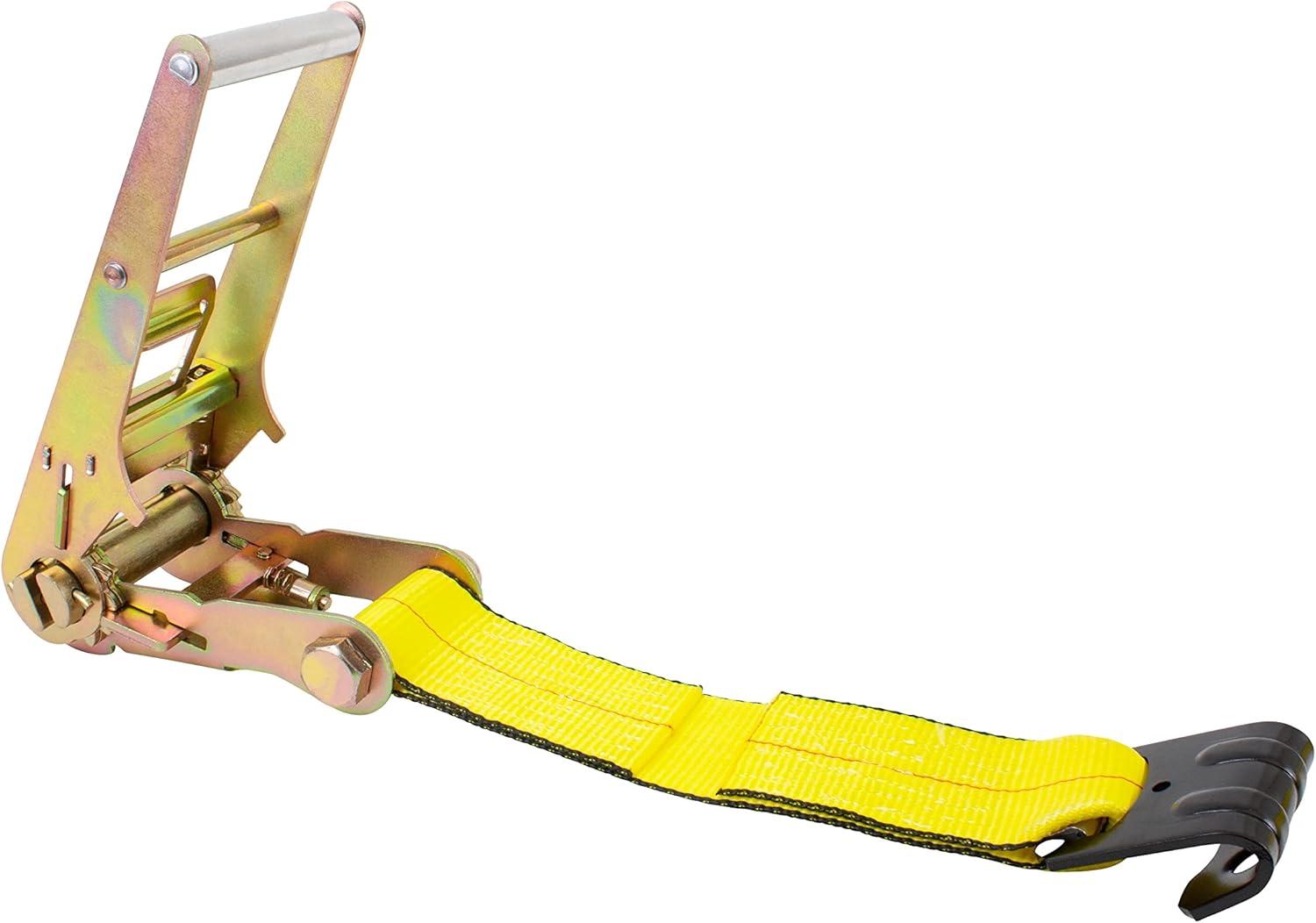 imageMytee Products Ratchet TieDown Straps with Flat Hooks 3quot x 30 Ratchet Straps Yellow  15000 Lbs Breaking Strength  TieDown Ratchet Straps for Flatbed Truck Trailers Pickup4  Pack