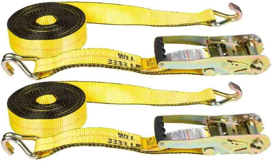 imageMytee Products Ratchet TieDown Straps with Wire Hook 2quot x 30 Yellow Ratchet Strap  10000 Lbs Breaking Strength  Heavy Duty TieDown Ratchet Straps for Flatbed Truck Trailers Pickup 10 PackYellow