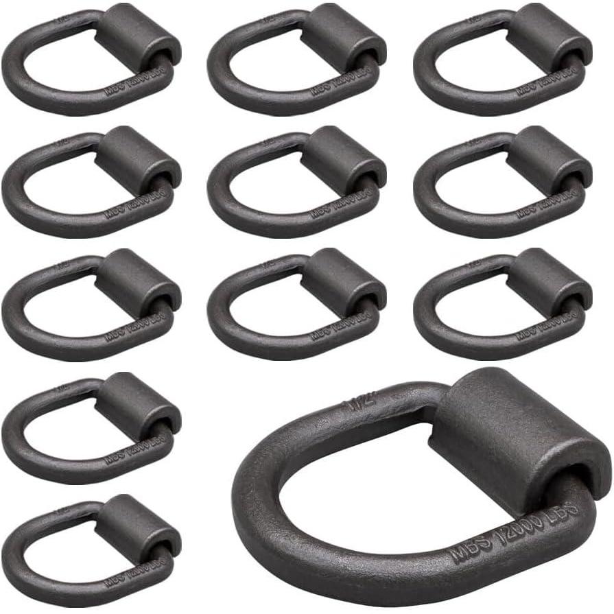 imageMytee Products 12 Pack 12quot Heavy Duty WeldOn Forged D Ring 12000 Lbs12  Pack